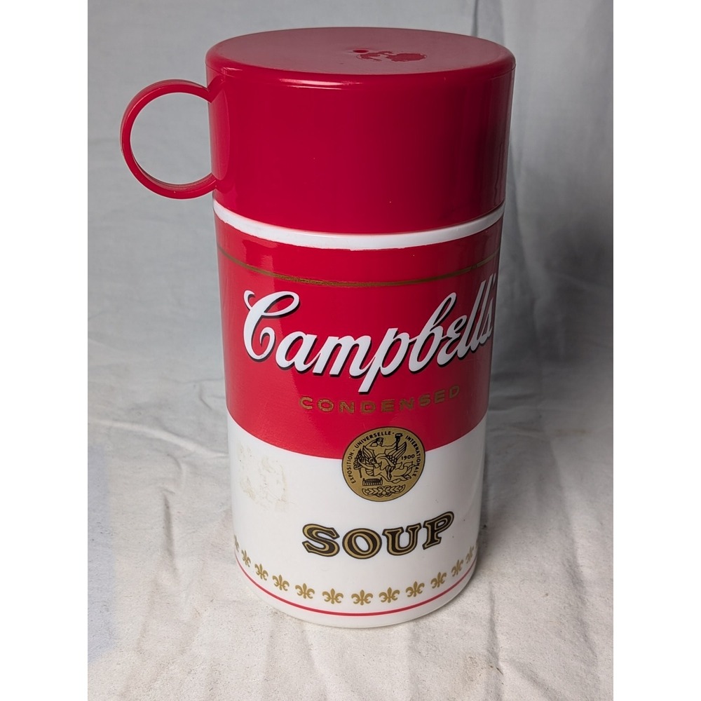 Vintage 1998 Campbells Soup Can-Tainer Insulate Thermos 11.5oz Red White Cup Lid
